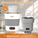 Portable Washing Machine, Mini Washer and Spin-Dryer With Folding Hanger, 16L Large Capacity Small Compact Laundry Machine of Underwear, Baby Clothes, for Apartments, Dormitories, RV, Travel, (White) - Image 6