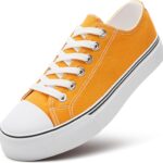 ZGR Womens White Tennis Shoes for Women,Lace up Canvas Sneakers,Casual Walking Canvas Shoes