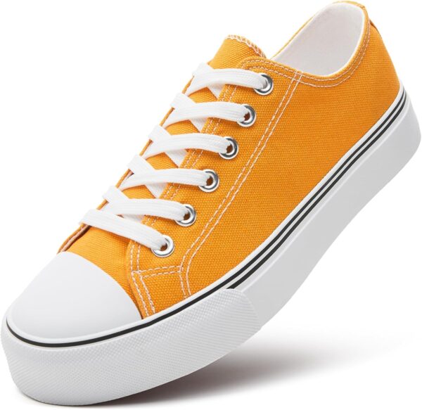 ZGR Womens White Tennis Shoes for Women,Lace up Canvas Sneakers,Casual Walking Canvas Shoes