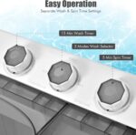 COSTWAY Portable Washing Machine, Twin Tub 26lbs Capacity Laundry, 18lbs Washer and 8lbs Spinner Combo with Timer Knobs, Built-in Drain Pump, Compact Washer for Home Dorm Apartment (Grey+White) - Image 5