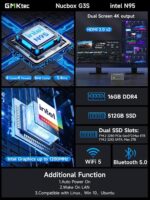 GMKtec G3S Mini PC, 16GB RAM 512GB M.2 SSD Intel N95 (Beats N100, 3.4GHz) Mini Desktop Computer with VESA Mount for Office Home Business HTPC Proxmox, Dual 4K Display, WiFi 5, Gigabit Ethernet - Image 2