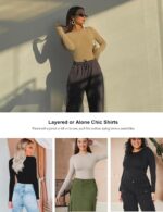 5 Pack Womens Basic Long Sleeve Shirts Crew Neck Slim-Fit Fitted T Shirts Tops Undershirts Underscrub Baselayer - Image 6