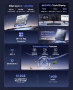 KAMRUI Hyper H2 Mini PC with Intel Core 14450HX (10C/16T, up to 4.8GHz), 16GB RAM 512GB NVMe SSD, Triple 4K, HDMI, DP, USB-C, Ethernet, Mini Desktop Computer for Office, Business, Gaming - Image 2