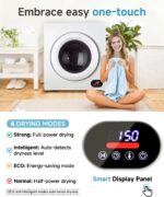 3.5 Cu.Ft Portable Clothes Dryer - 1500W Clothes Dryer with Stainless Steel Tub, Front Load Tumble, LCD Touch Panel - Compact Drying Unit for Laundry, Apartments, Dorms - Image 4