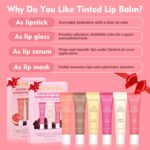 KIMUSE 6 Pcs Tinted Lip Butter Hydration Balm Set, 6 Flavored Shades Hydrating Plumping Gloss with Hyaluronic Acid & Vitamin E, Sheer Tint, Non-Sticky | Vegan Lip Care Makeup for Dry Lips & Daily - Image 4