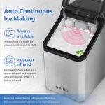 Aeitto Nugget Ice Maker Countertop, 55lbs/24H Ice Machine with 3.6L Water Tank&3.2Lbs Ice Basket, Self-Cleaning Pebble Ice Maker with Stainless Steel Housing for Home Office and Party, Silver - Image 6