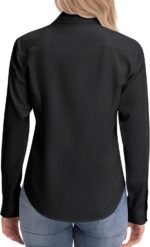 siliteelon Womens Classic-Fit Dress Shirts Long Sleeve Button Down Wrinkle-Free Stretch Solid Casual Work Office Blouse Top - Image 4