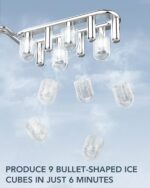 Ice Maker Countertop, Efficient Easy Carry Ice Machine, Self-Cleaning Ice Maker with Ice Scoop & Basket, 9pcs/ 6mins 26.6Lbs Per Day for Home/Office/Kitchen,Black - Image 3