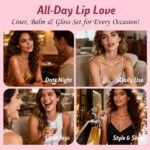 3PCS Lip Combo Set - Matte Lip Liner Pencil + Hydrating Tinted Lip Balm + Juicy Lip Gloss Tint, Non-Sticky, Long-Lasting, High Pigment Lip Makeup Kit (Berry Mousse Set) - Image 7