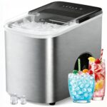 38lbs Per Day Countertop Ice Maker, 9 Ice Cubes in 3.5 Minutes, Self-Cleaning Portable Ice Machine with 2 Bullet Sizes for Kitchen, Camping, RV, and Party