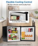 1.6 Cu Ft Mini Fridge with Freezer - 30dB Ultra Quiet Upright Freezer for Bedroom, Dorm & Office | Compact Fridge, Adjustable Thermostat, Reversible Door, ETL Certified - Image 4
