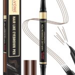 LAVONE Eyebrow Pen, 2-in-1 Eyebrow Pencils for Women with 4 Tip Microblading Eyebrow Pencil and Curved Precise Brow Pencil, Waterproof Eyebrow Pencil Create Full, Natural Hair-Like Brows, Dark Brown