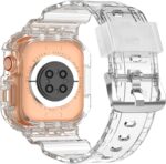 XYF Compatible for Crystal Clear Apple Watch Bands, 49mm 46mm 45mm 44mm 42mm 41mm 40mm 38mm Bumper Case for Men Women Jelly Sport Cover Strap for iWatch Ultra 3 2 Series 11 10 9 8 7 SE 6 5 4 3 - Image 2
