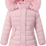 Girl's Winter Waterproof Warm Long Coat,Kids Puffer Jacket Outerwear Parka,Removable Hood