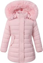 Girl's Winter Waterproof Warm Long Coat,Kids Puffer Jacket Outerwear Parka,Removable Hood