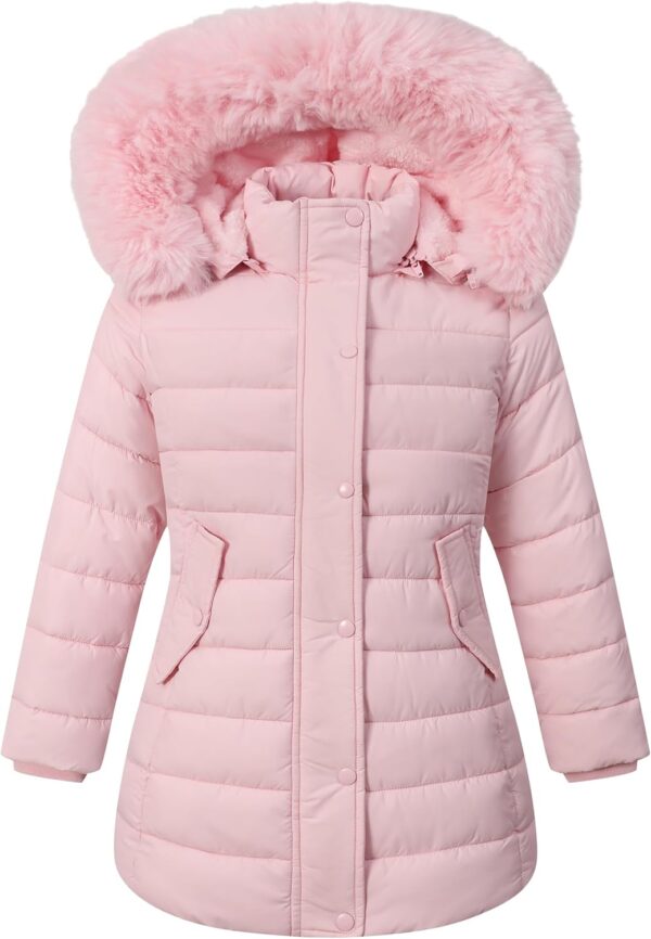 Girl's Winter Waterproof Warm Long Coat,Kids Puffer Jacket Outerwear Parka,Removable Hood