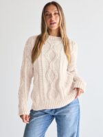 Trendy Queen Women's Oversized Cable Knit Crewneck Sweaters - Image 2