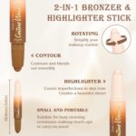 Contour Highlighter Stick，2-in-1 Dual-Ended Cream Bronzer & Highlighter Sticks Pen for Face Body Contouring Makeup- Buildable，Waterproof, Easy to Apply Suitable for Beginners，01Nuetral Nude + Beige - Image 2