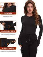 Dalavch 4 Pack Women’s Long Sleeve Basic Shirts Crew Neck Slim Fitted Compression Gym Workout Athletic Underscrubs Tops - Image 4