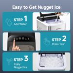 EUHOMY Nugget Ice Makers Countertop, Ready in 8 Mins, 35lbs/24H, Self-Cleaning, Portable Ice Maker Machine with Ice Scoop & Basket, Sonic Ice Maker with Chewable Pellet Ice for Home/Party/RV/Camping - Image 4