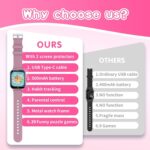 Kids Smart Watch Gift for Girls Age 5-12, 39 Games HD Touch Screen Watches with Video Camera Music Player Pedometer Flashlight 12/24 hr Educational Toys Birthday Gifts for Girls Ages 7 8 9 10 - Image 6