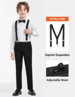 Boys Formal Suits Set, from Toddlers to Teen, Adjustable Waist, with Suspenders - Image 6