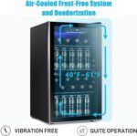 Antarctic Star 26 Bottle 130 Can Wine Cooler/Cabinet Beverage Refrigerator Mini Wine Cellar Beer Soda Clear Glass Door Bar Fridge Quiet Compressor Adjust Temp Freestanding Indoor Use 3.2cu.ft Black - Image 5