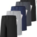 MLYENX 5 Pack Boys Athletic Shorts Active Performance Youth Kids Basketball Shorts Quick Dry with Elastic Waist Pockets