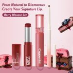 3PCS Lip Combo Set - Matte Lip Liner Pencil + Hydrating Tinted Lip Balm + Juicy Lip Gloss Tint, Non-Sticky, Long-Lasting, High Pigment Lip Makeup Kit (Berry Mousse Set) - Image 9