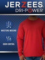 Jerzees Mens Dri-Power Cotton Blend Long Sleeve Tees, Moisture Wicking, Odor Protection, UPF 30+, Sizes S-3x - Image 4
