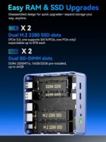 GMKtec M5 Ultra Gaming Mini PC Ryzen 7 7730U (Upgraded 7430U/ 5825U), 32GB RAM 512GB SSD Dual NIC LAN 2.5GbE Desktop Computers, Triple 4K Display, WiFi 6E, USB-C, BT 5.2, DP, HDMI 2.0 Blue - Image 6