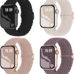 Braided Stretchy Solo Loop Compatible for Apple Watch Band 38mm 40mm 41mm 42mm 44mm 45mm 46mm 49mm for Women Men, Nylon Elastic Straps Wristbands for iWatch Series 11/10 9 8 7 6 5 4 3 SE/Ultra 3 2 1