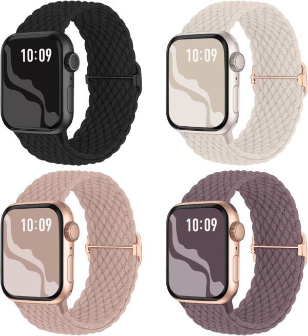Braided Stretchy Solo Loop Compatible for Apple Watch Band 38mm 40mm 41mm 42mm 44mm 45mm 46mm 49mm for Women Men, Nylon Elastic Straps Wristbands for iWatch Series 11/10 9 8 7 6 5 4 3 SE/Ultra 3 2 1
