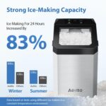 Aeitto Nugget Ice Maker Countertop, 55lbs/24H Ice Machine with 3.6L Water Tank&3.2Lbs Ice Basket, Self-Cleaning Pebble Ice Maker with Stainless Steel Housing for Home Office and Party, Silver - Image 2