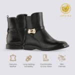 JATAREA Women’s Ankle Boots – Stylish Leather Block Heel Booties, Comfortable Fit with Cushioned Insole, Easy to Wear Fashion Boots for Everyday and Party Look - Image 2