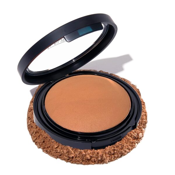 Suggest a better title and return a single title only without any other comments: LAURA GELLER NEW YORK Baked Double Take Powder Foundation - Deep - Buildable Medium to Full Coverage - Matte Finish