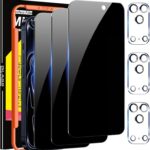 Milomdoi 3 Pack Privacy Screen Protector for iPhone 17 Pro Max [Phone Case Friendly] Accessories Private Film, 3 Pacs Tempered Glass Camera Lens Protector, with Mounting Frame for Apple Anti Spy,Black