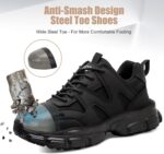 Hogent Steel Toe Shoes for Women Men Wide Non Slip Composite Work Sneakers Indestructible Comfortable Safety Tennis Shoes Lightweight Breathable Construction Sneakers Puncture Proof Ergonomic Design - Image 3
