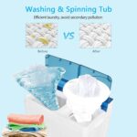 COSTWAY Portable Washing Machine, Twin Tub 26 Lbs Capacity, 18 Lbs Washer and 8 Lbs Spinner, Compact Washer with Control Knobs, Timer Function, Drain Pump, Laundry washer for Apartment RV, Blue - Image 6