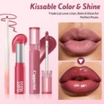 3PCS Lip Combo Set - Matte Lip Liner Pencil + Hydrating Tinted Lip Balm + Juicy Lip Gloss Tint, Non-Sticky, Long-Lasting, High Pigment Lip Makeup Kit (Juicy Plum Set) - Image 6