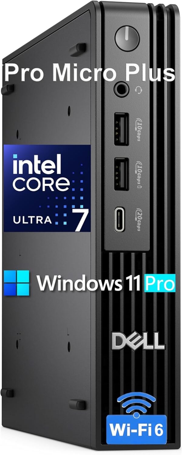 Dell Pro Micro Plus Desktop Computer, Next Gen OptiPlex 7000 MFF, Intel 20-Core Ultra 7 265, 32GB DDR5 RAM, 1TB PCIe SSD, Al Copilot+ Mini PC, 3 DisplayPort & 2 Type-C, WiFi 6 & BT, Windows 11 Pro