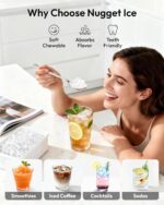 EUHOMY Nugget Ice Maker Countertop with Handle, Ready in 6 Mins, 35lbs Per Day, Removable Top Cover, Auto-Cleaning, Portable Sonic Ice Maker with Basket and Scoop, for Home/Party/RV/Camping - Image 4