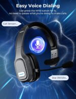 Bluetooth Headset, 60Hrs Working Time with Noise Canceling, Trucker Wireless Headset with Mic & Mute, Voice Control, Bluetooth Headphones Multipoint for Truck Driver, Office, CallCenter, Phone/PC - Image 4