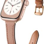 Charlam Slim Leather Band Compatible with Apple Watch Bands for Women 40mm 38mm 41mm 42mm 44mm 45mm 46mm, Top Grain Genuine Leather Strap Thin Wristband for iWatch Series 11 10 SE 9 8 7 6 5 4 3 2 1
