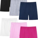 Suggest a better title and return a single title only without any other comments: 6 Pack Girls Bike Shorts Cartwheel Toddler Biker Under Dress Dance Multi-Color Kids Shorts Girls Clothes