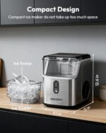 EUHOMY Nugget Ice Maker Countertop, Ready in 7 Mins, 34Lbs/24H Pebble Ice Maker Machine, Self-Cleaning Countertop Sonic Ice Makers with Ice Scoop&Basket, Pellet Ice Maker for Home, Stainless Steel - Image 6