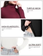 Dalavch 4 Pack Women’s Turtle Neck Long Sleeve Shirts Fall Fashion Turtleneck Baselayer Undershirts Tops Underscrub - Image 4