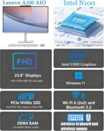 Lenovo 24" FHD All-in-One Desktop Computer for Home & Office, Intel Processor, 16GB RAM, 500GB External + 128GB PCIe, HDMI, Bluetooth 5.2, Business AIO, Vent-Hear, Wireless Keyboard & Mouse, Win 11 - Image 2