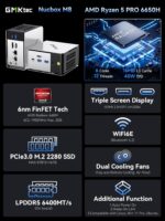 GMKtec Mini PC M8 Desktop Computer AMD Ryzen PRO 6650H (6C/12T 4.50Ghz) Dual NIC LAN 2.5GbE, 16GB LPDDR5 RAM + 512GB Hard Drive PCle SSD, Oculink, USB4, HDMI, USB-C - Image 2