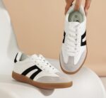 Women's Retro Gum Sole Fashion Sneakers-Lace Detail Casual Retro Walking Shoes-Gum Sole Casual Tennis-Anti Slip Trainers - Image 5